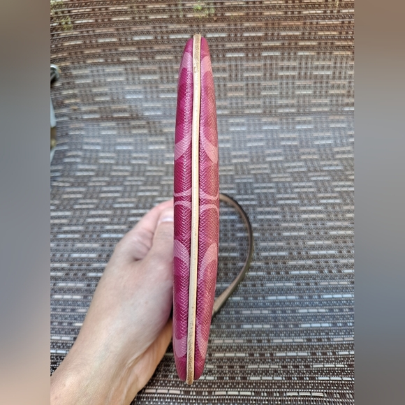 Coach Fuchsia Pink Small Zip Top Clutch Wristlet - Picture 6 of 12